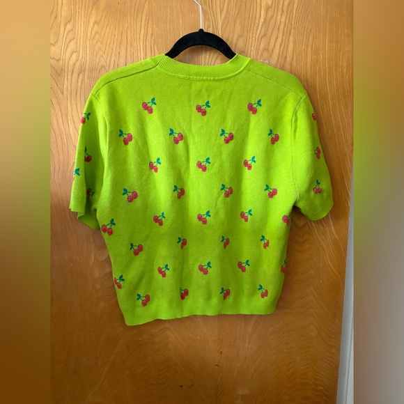 Lazy Oaf Vibrant Green cherry print short sleeve Knit Sweater 16 - Picture 6 of 6